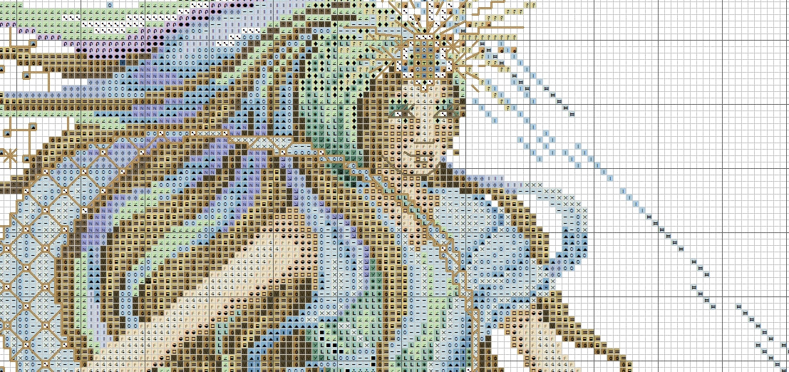 Schema punto croce SAGA PDF + XSD LANARTE goddess of the GLITTERING STONE sea cross stitch pattern keeper  fantasy angel patterns facile da stampare