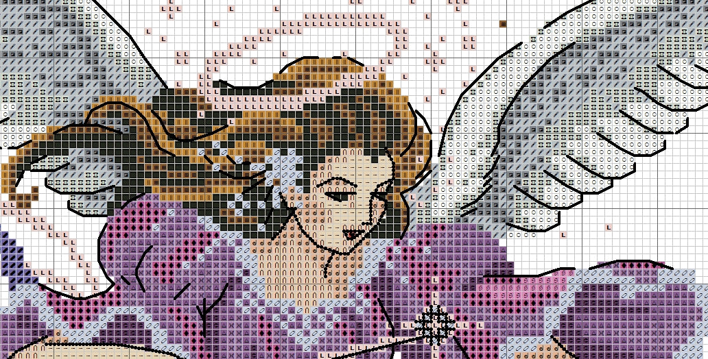 Schema punto croce SAGA PDF ANGELO e farfalle Butterflies and Wings of SPRING Eve Violet cross stitch dmc season  patterns facile da stampare