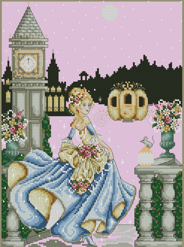 Schema punto croce SAGA PDF XSD CINDERELLA TALE cross stitch pattern keeper fiaba pk storia fable  fantasy markup zucca tempo facile da stampare