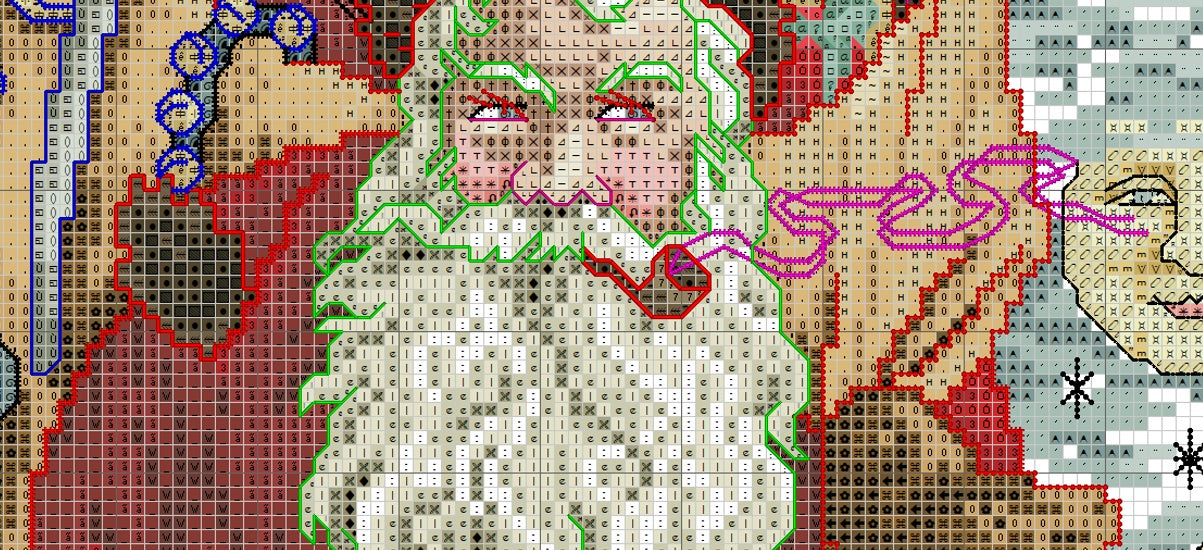 Schema punto croce SAGA PDF + XSD secret SANTA tree skirt CHRISTMAS cross stitch Spirit night pk dmc pattern keeper xmas facile da stampare