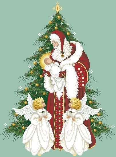 Schema punto croce SAGA + PDF + XSD Babbo natale SANTA claus song of CHRISTMAS cross stitch magia dmc pk pattern keeper angel facile da stampare