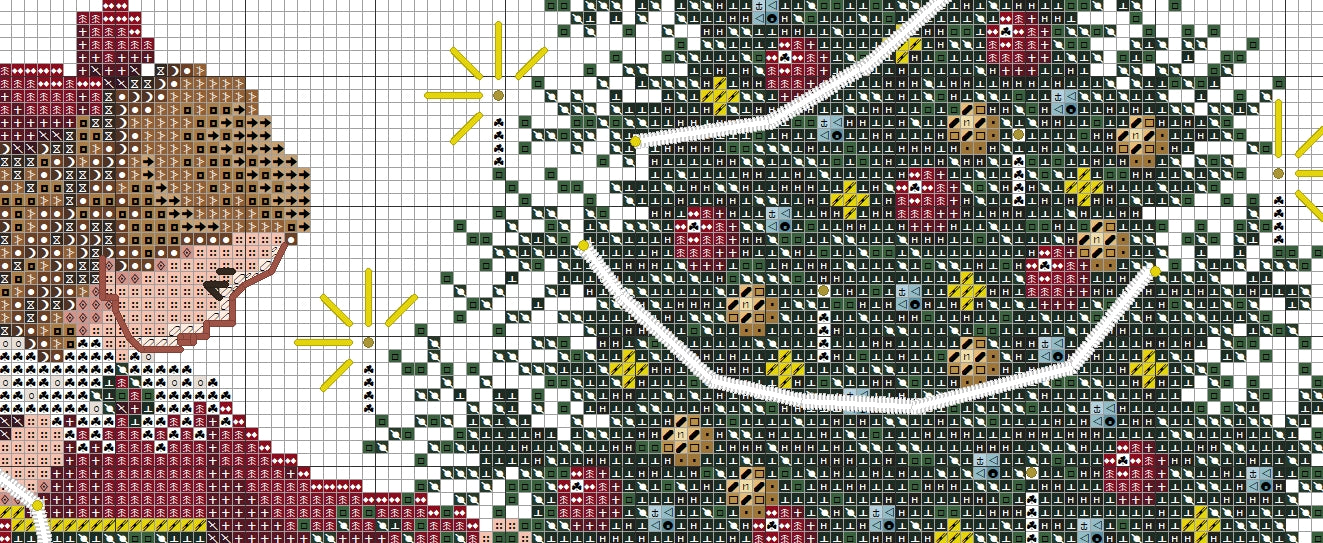 Schema punto croce SAGA PDF XSD dmc Albero decorato CHRISTMAS TREE cross stitch pattern keeper xsd children decorate holiday pk facile da stampare