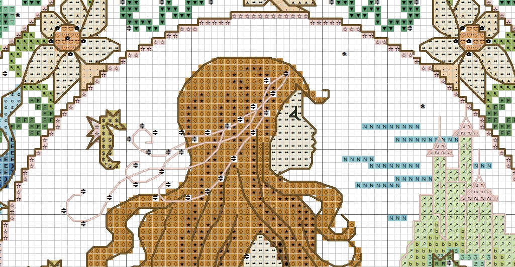 Schema punto croce SAGA PDF XSD SIRENA SEA MERMAID cross stitch bell of the sea dmc saga xsd pattern keeper sirena regina princess facilmente stampabile