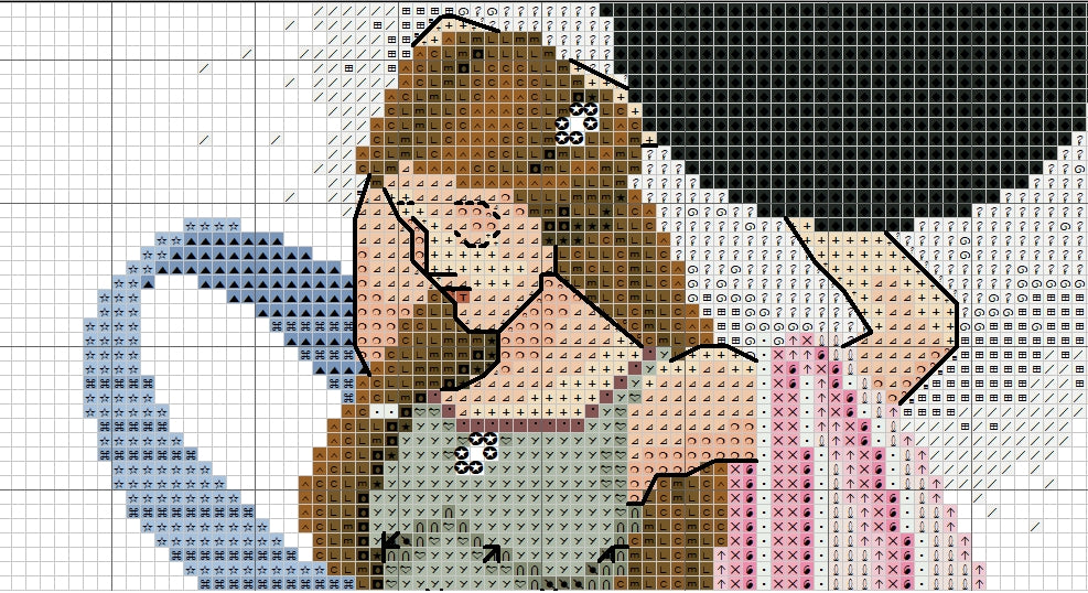 Schema punto croce SAGA PDF + XSD DONNA ECLISSI LUNA cross stitch patterns facile da stampare