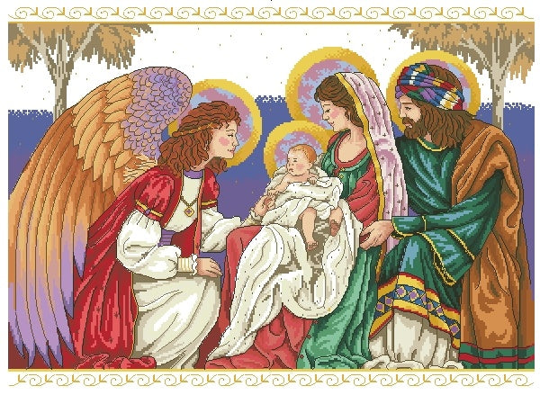 Schema punto croce SAGA PDF XSD presepe NATIVITY scene CHRISTMAS cross stitch the birth of christ pattern  keeper xsd pdf pk facile da stampare