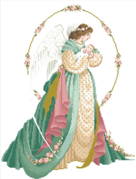 Schema punto croce SAGA PDF + XSD ANGELO mio bambino my baby angel cross stitch pattern keeper guardian dmc patterns facilmente stampabile