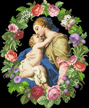 Schema punto croce SAGA PDF XSD MADONNA e bambino CHRISTMAS RELIGIOUS cross stith jesus dmc saga pattern keeper nativity scene natale facile da stampare