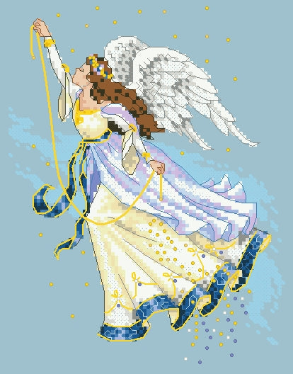 Schema punto croce SAGA PDF XSD ANGELO delle stelle della luce of the STARS twilight cross stitch  pattern keeper pk xsd facile da stampare