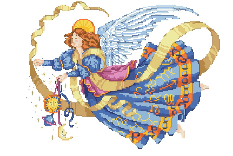 Schema punto croce SAGA PDF XSD ANGELO dell'ovest ANGEL of the WEST cross stitch patterns stampabile