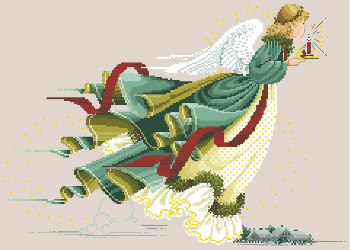 Schema punto croce SAGA PDF XSD Angelo aspettando il Natale ANGEL of LIGHT for Christmas cross stitch pattern keeper dmc pk facile da stampare