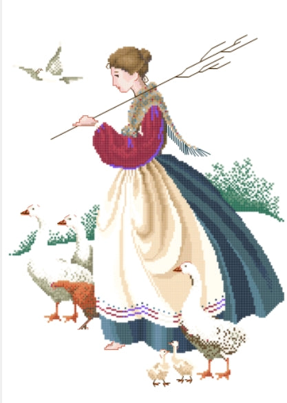 Schema punto croce PDF PK the WOMAN FACTOR and ANIMAL cross stitch seasons dmc pattern keeper feathers amp friends donna lady facile da stampare