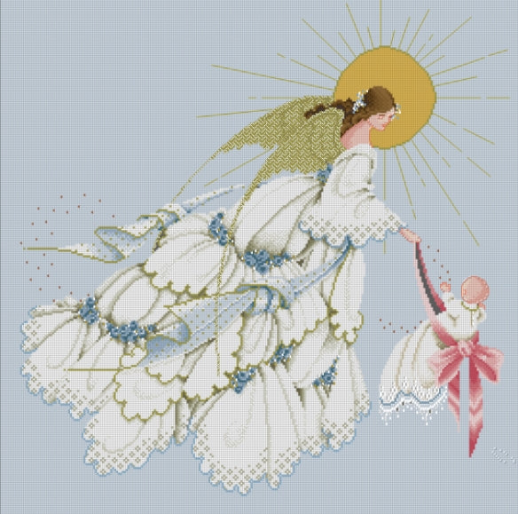 Schema punto croce PDF + pk ANGEL mother cross stitch baby SHOWER bedroom girl neonato dmc nascita birth pattern keeper facile da stampare