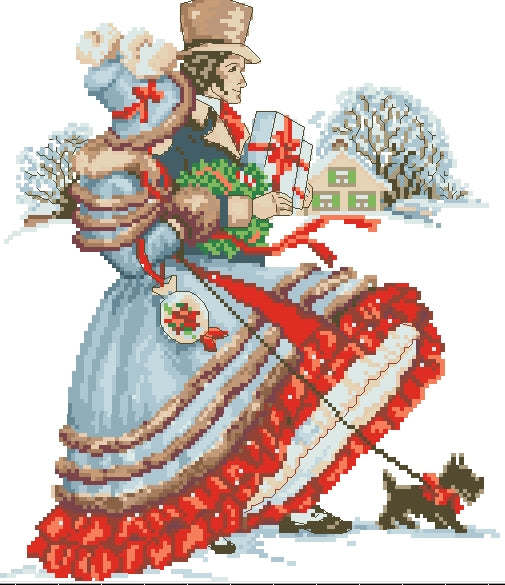 Schema punto croce SAGA PDF + XSD CHRISTMAS VISIT cross stitch pattern keeper la visita di natale gift present dmc pk facile da stampare