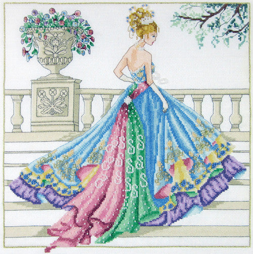 Schema punto croce SAGA PDF + XSD PRINCIPESSA SPRING QUEEN haired princess cross stitch fantasy patterns della primavera facile da stampare