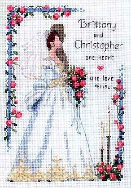 Schema punto croce SAGA pdf + xsd ONE LOVE nozze oggi sposi WEDDING day just MARRIED cross stitch bride pattern keeper one love facile da stampare