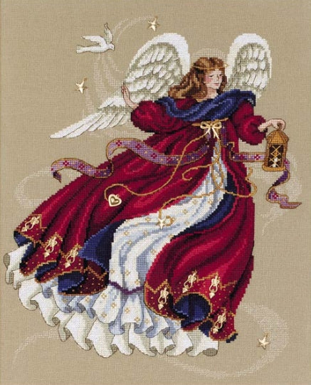 Schema punto croce SAGA PDF XSD guiding ANGELO della pace colombe CHRISTMAS angel and doves cross stitch dmc pattern keeper facile da stampare