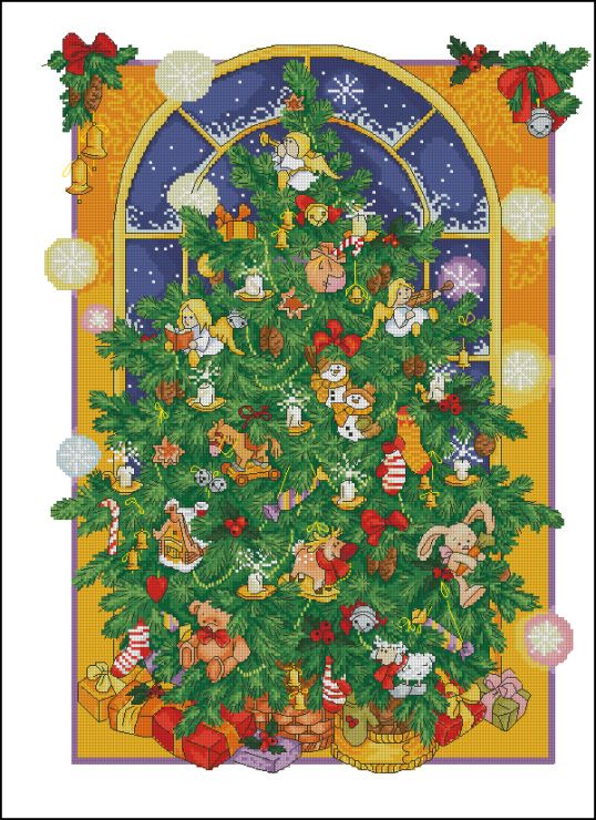 Schema punto croce SAGA PDF + XSD Albero di natale CHRISTMAS TREE cross stitch pattern keeper dmc xmas pdf magic ornamet facile da stampare