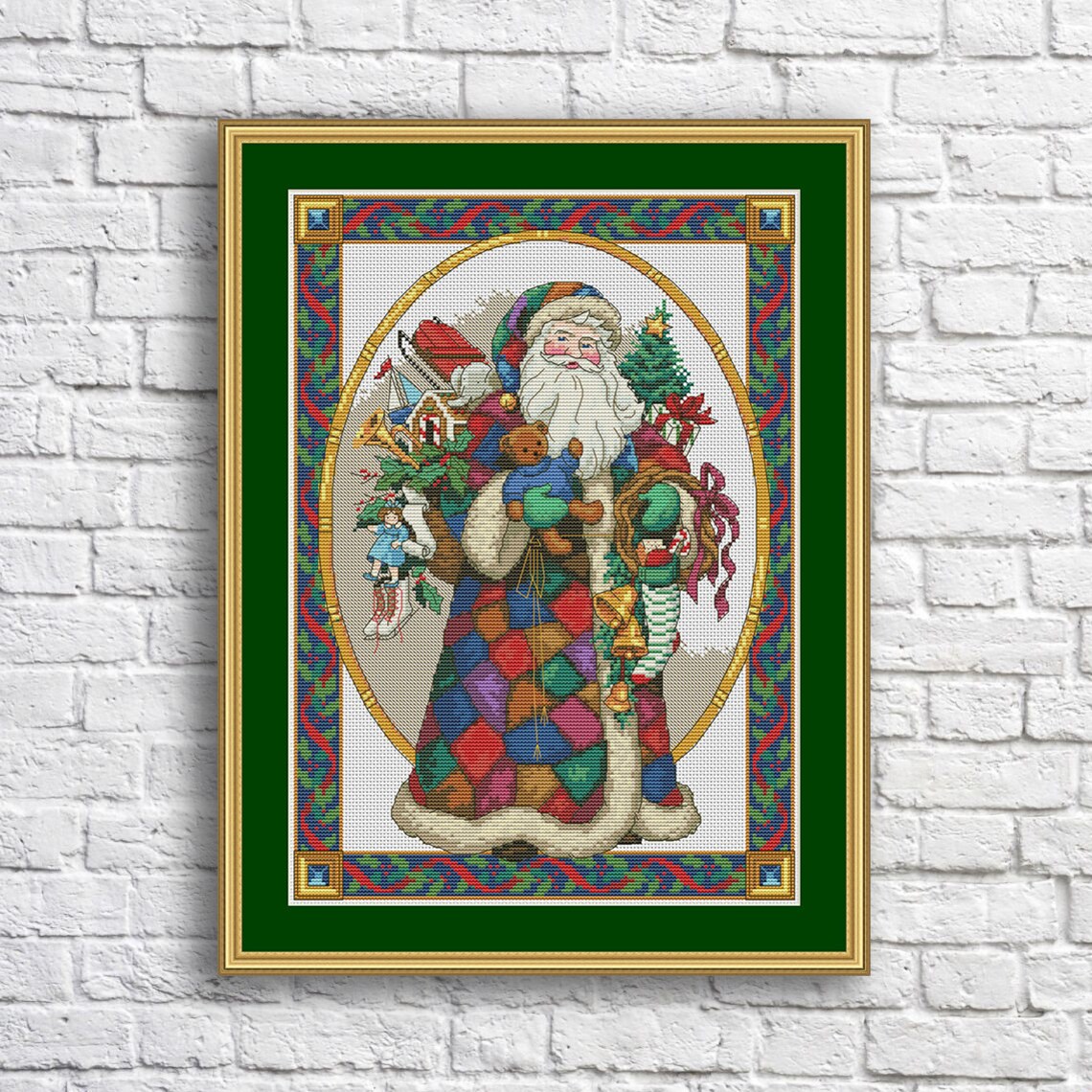 Schema punto croce SAGA PDF XSD PATCHWORK SANTA babbo natale cross stitch pattern keeper dmc pk xsd saga christmas time xmas facile da stampare