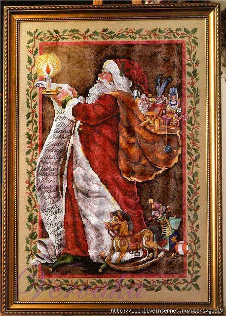 Schema punto croce SAGA PDF + XSD SANTA claus CHRISTMAS cross stitch Spirit night pk dmc pattern keeper wish list xmas facile da stampare