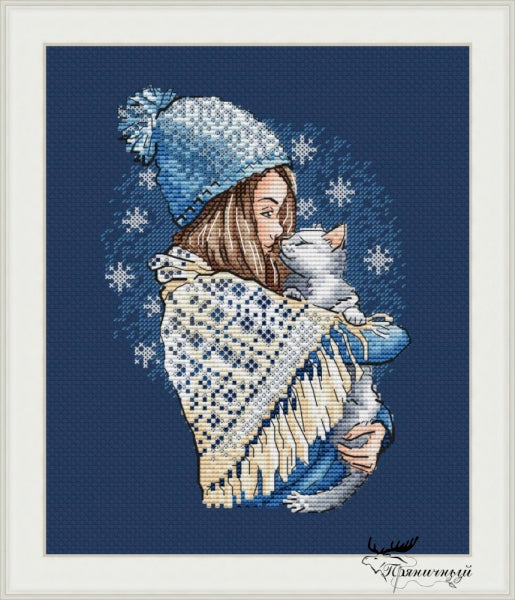 Schema punto croce SAGA PDF + XSD PK BIMBA con GATTO puppy at christmas cross stitch pattern keeper  winter welcome babay facile da stampare