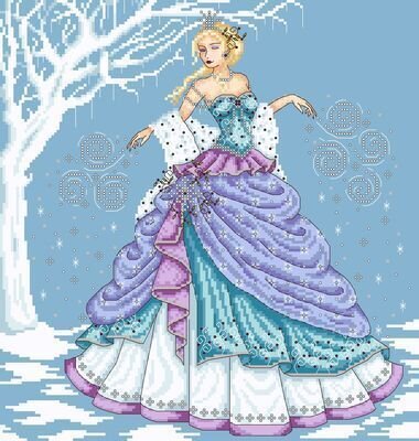 Schema punto croce SAGA PDF XSD dmc FROZEN QUEEN dancer cross stitch fantasy dmc pattern keeper ballerina lady dama winter xsd facile da stampare