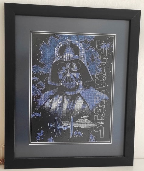 Schema punto croce SAGA PDF + XSD DARTH VADER cross stitch star cinema poster space wars force dmc pattern keeper pk facile da stampare