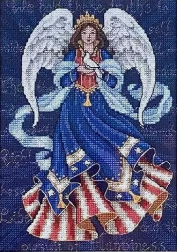 Schema punto croce SAGA PDF XSD protector ANGEL of  AMERICA LIBERTA' cross stitch patterns stampabile