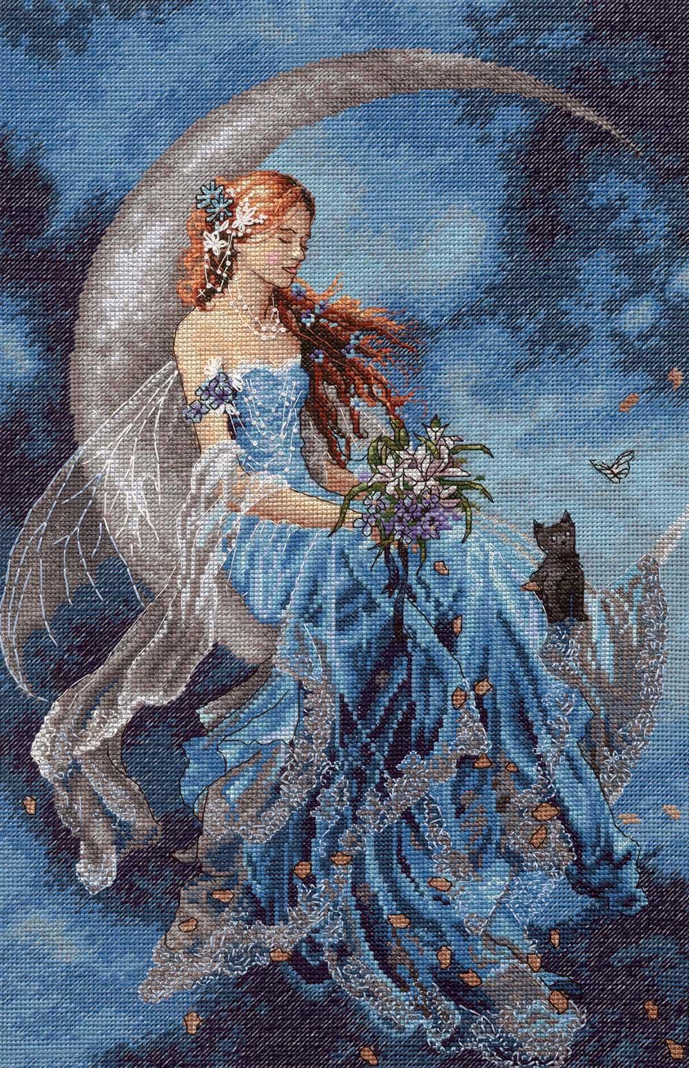 Schema punto croce SAGA PDF + XSD FAIRY moon cross stitch WIND fairy pattern keeper fairy tale woman lady elf fantasy xsd pk facile da stampare