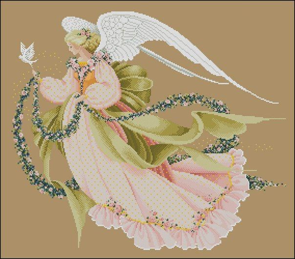 4 Schemi punto croce SAGA PDF + XSD + PK ANGEL WINTER autumn SPRING lady cross stitch seasons woman fantasy pattern keeper pk  natale pasqua facile da stampare