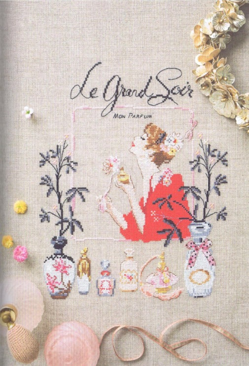 Schema punto croce SAGA PDF + XSD le grand soir SECRET woman beautiful cross stitch PERFUMES of a woman dmc patterns facile da stampare