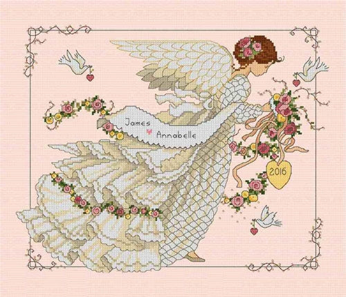 Schema punto croce SAGA PDF + XSD ANGEL of MARRIAGE cross stitch pattern keeper matrimonio dmc  the bride wedding sampler facile da stampare