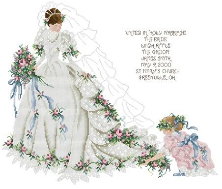 Schema punto croce PDF la SPOSA è pronta the BRIDE is ready cross stitch MARRIED patterns stampabile