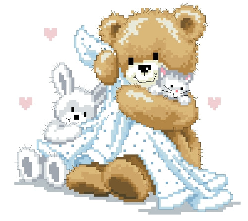 2 Schemi punto croce SAGA PDF + XSD + PK DMC TEDDY BABY SHOWER cross stitch baby shower per bimba bimbo nascita child pattern Keeper pk facili da stampare