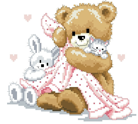 2 Schemi punto croce SAGA PDF + XSD + PK DMC TEDDY BABY SHOWER cross stitch baby shower per bimba bimbo nascita child pattern Keeper pk facili da stampare