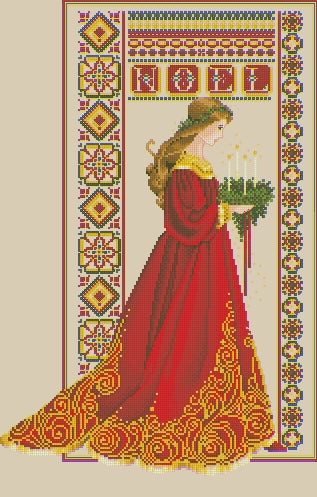 5 Schemi punto croce SAGA PDF + XSD CELTIC CHRISTMAS WINTER SPRING SUMMER AUTUMN lady winter autumn spring summer christmas cross stitch xmas dama rinascimento woman facile da stampare