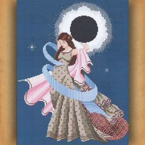 Schema punto croce SAGA PDF + XSD DONNA ECLISSI LUNA cross stitch patterns facile da stampare