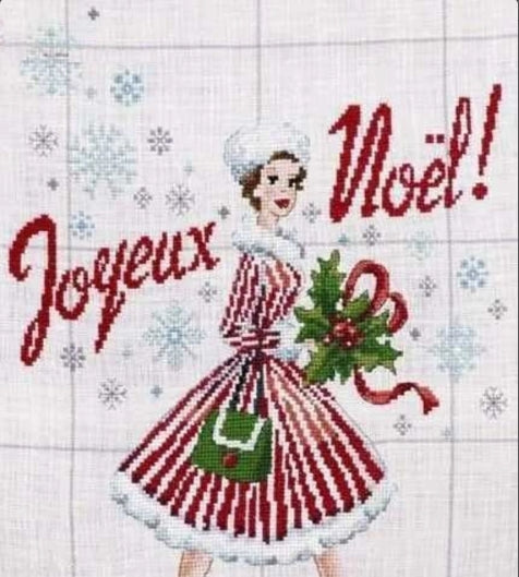 Schema punto croce SAGA PDF XSD happy WOMAN at FRENC CHRISTMAS cross stitch pattern keeper saga dmc noel xmas natale markup holiday facile da stampare