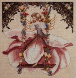 Schema punto croce SAGA PDF XSD dmc Angelo delle MAGNOLIA ANGEL flower cross stitch spring fairy pattern keeper xsd pk ninfa facile da stampare