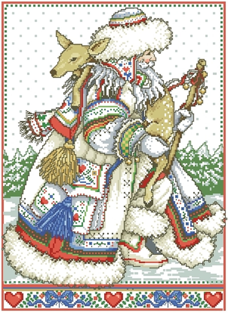 Schema punto croce SAGA PDF + XSD SANTA claus and ANIMALS cross stitch fawn nordic dmc pattern keeper polar xmas pk decor facile da stampare