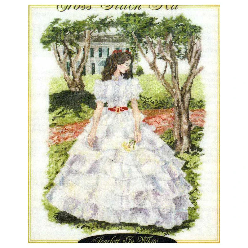 Schema punto croce SAGA PDF XSD beauty SPRING cross stitch SCARLETT in White Ruffles pattern keepr facile da stampare pk dmc patterns