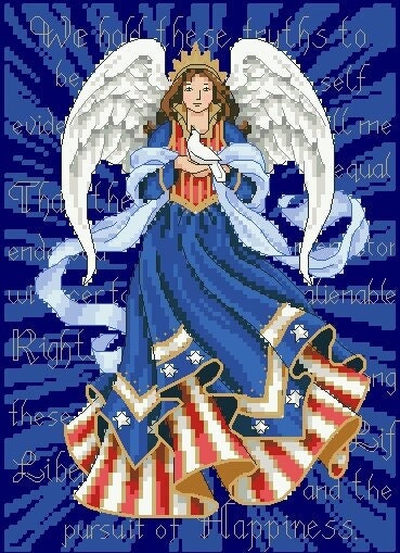 Schema punto croce SAGA PDF XSD protector ANGEL of  AMERICA LIBERTA' cross stitch patterns stampabile