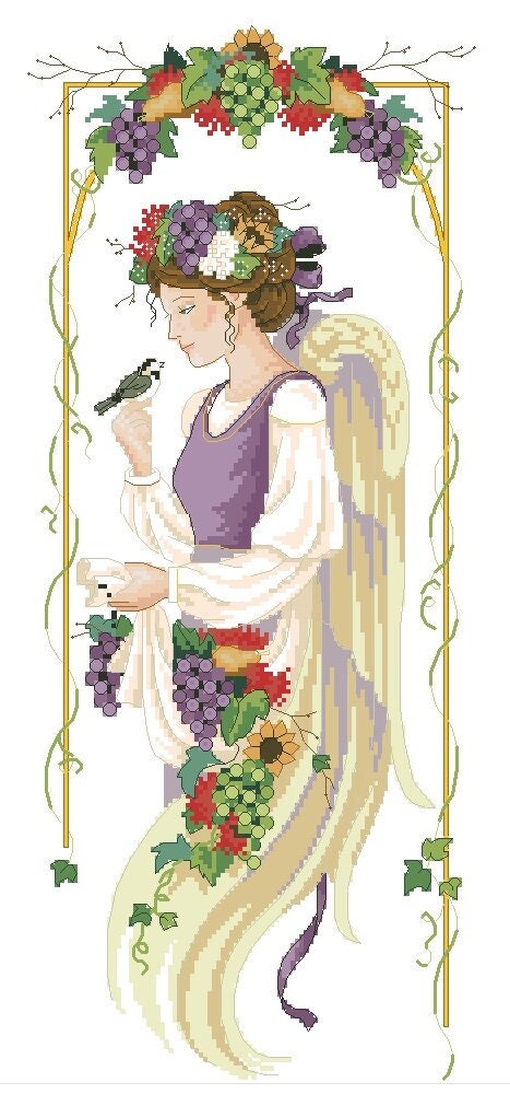 Schema punto croce SAGA PDF XSD the ANGELO di fine estate late SUMMER ANGEL  cross stitch patterns stampabile