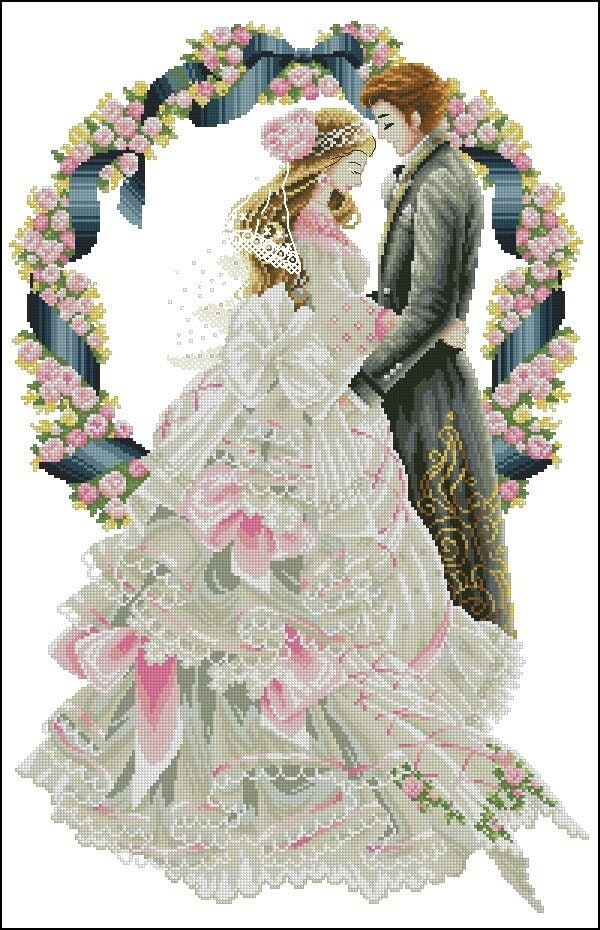 Schema punto croce SAGA PDF + XSD MAGNIFICENT WEDDING matrimonio cross stitch pattern keeper dmc pk bride happy married facile da stampare