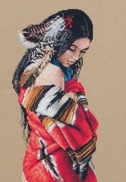 Schema punto croce SAGA + PDF XSD PK SAGA woman INDIANA serenity cross stitch woman nature sensual lady seasons pattern keeper pk xsd facile da stampare