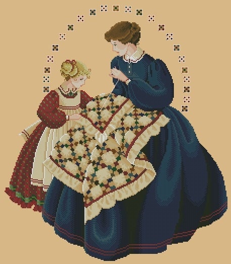 Schema punto croce SAGA PDF XSD bimba e MAMMA cross stitch LOVE quiltmaker pattern keeper pk xsd dmc woman lady dama baby facile da stampabile