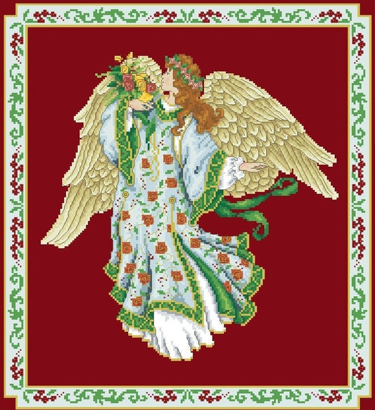 Schema punto croce SAGA PDF + PK + SAGA ANGELO dai CAPELLI ROSSI red haired angel cross stitch dmc patterns facile da stampare