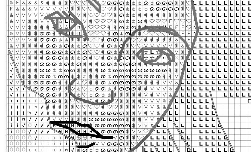 Schema punto croce SAGA PDF + XSD DONNA ORIENTALE GEISHA cross stitch  dmc saga xsd pattern keeper markup lady clown ventaglio trucco facile da stampare