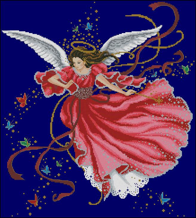 Schema punto croce SAGA PDF XSD ANGELO e farfalle and Wings of SUMMER Eve cross stitch pattern keeper xsd pk seasons lady facile da stampare