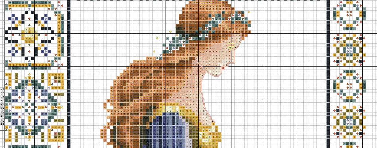 Schema punto croce SAGA PDF XSD STAGIONE AUTUNNO WOMAN cross stitch da stampare dmc pattern keeper markup autumn lady goddess seasons facile da stampare