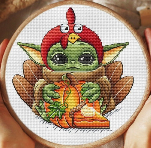 5 Schemi punto croce PDF STAR WARS yoda THANKSGIVING day CHRISTMAS HALLOWEEN coffe break cross stitch nascita mago baby shower facili da stampare